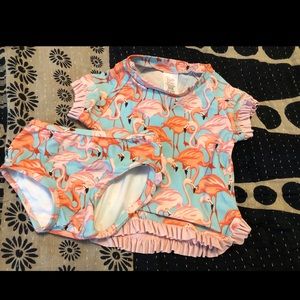 Ruffle Butts Pink Flamingo Swimsuit 12-18 months